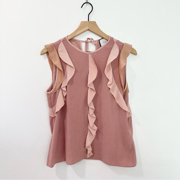 Alexis Mathilde Ruffle trimmed Crepe Top In Pink size XS - Picture 2 of 8